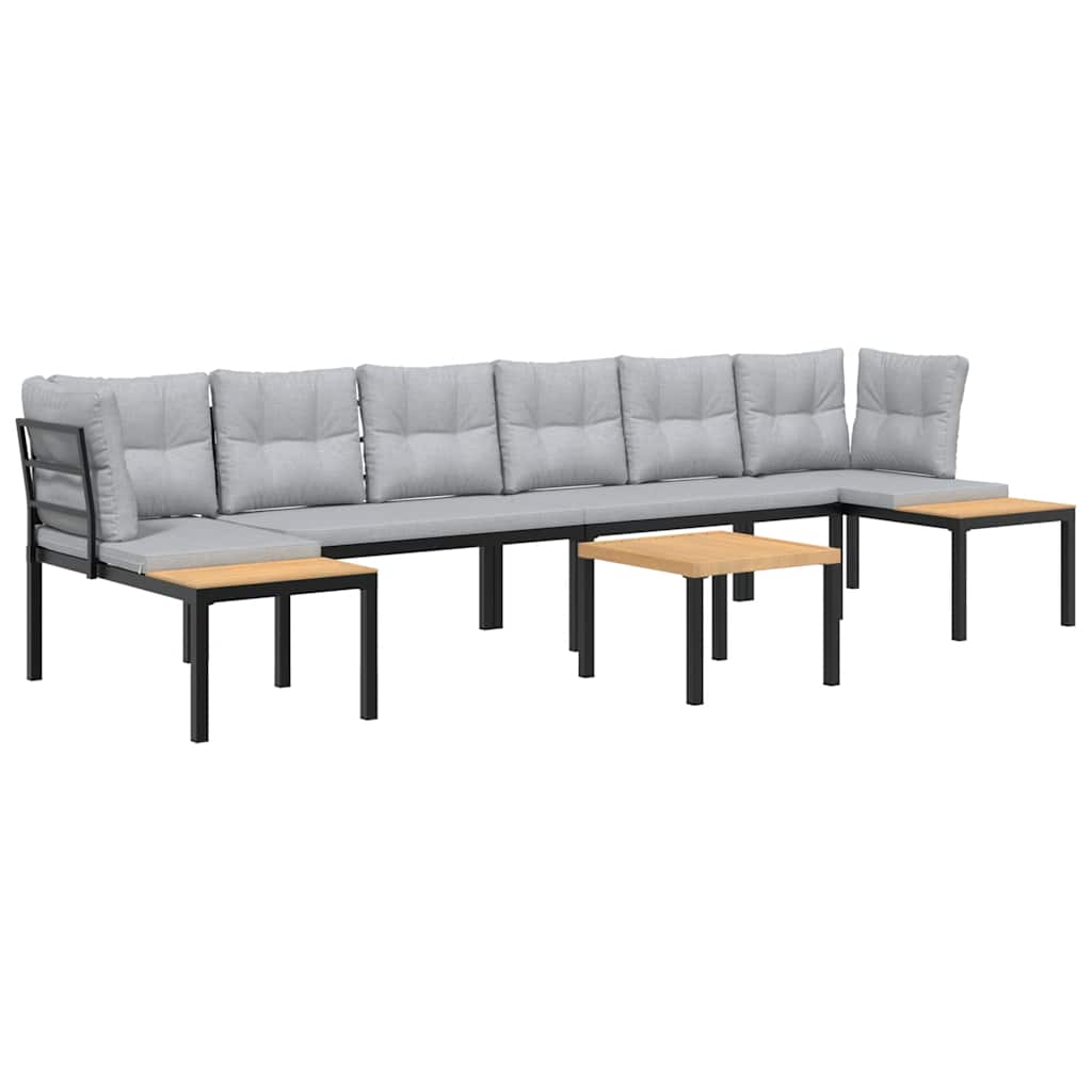 5-tlg. Garten-Sofagarnitur mit Kissen Schwarz Stahl