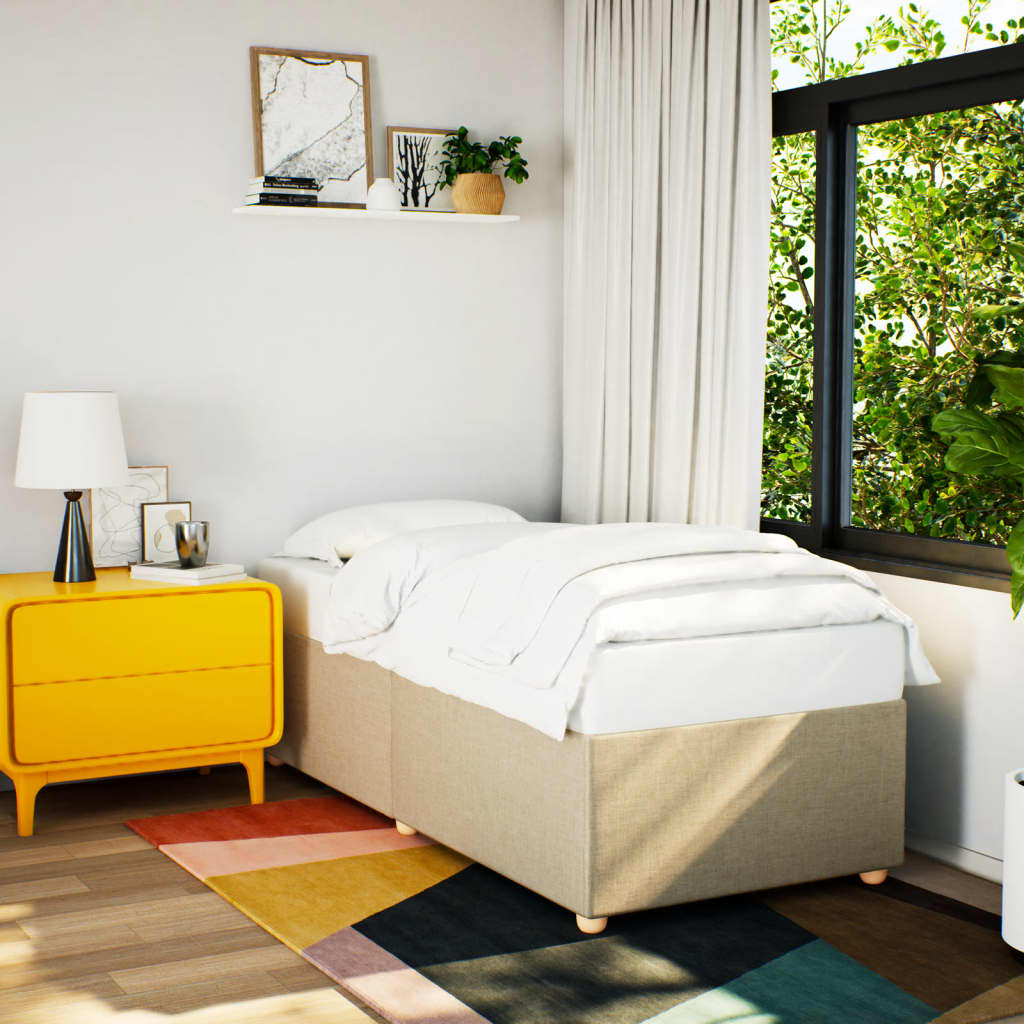 Bettgestell ohne Matratze Creme 90x200 cm Stoff