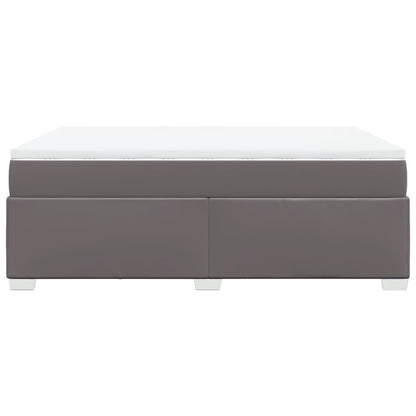 Boxspringbett mit Matratze Grau 140x190 cm Kunstleder