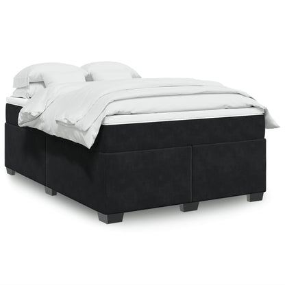 Boxspringbett mit Matratze Schwarz 140x190 cm Samt