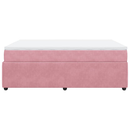 Boxspringbett mit Matratze Rosa 140x200 cm Samt