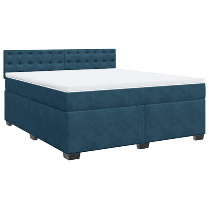 Boxspringbett mit Matratze Blau 180x200 cm Samt