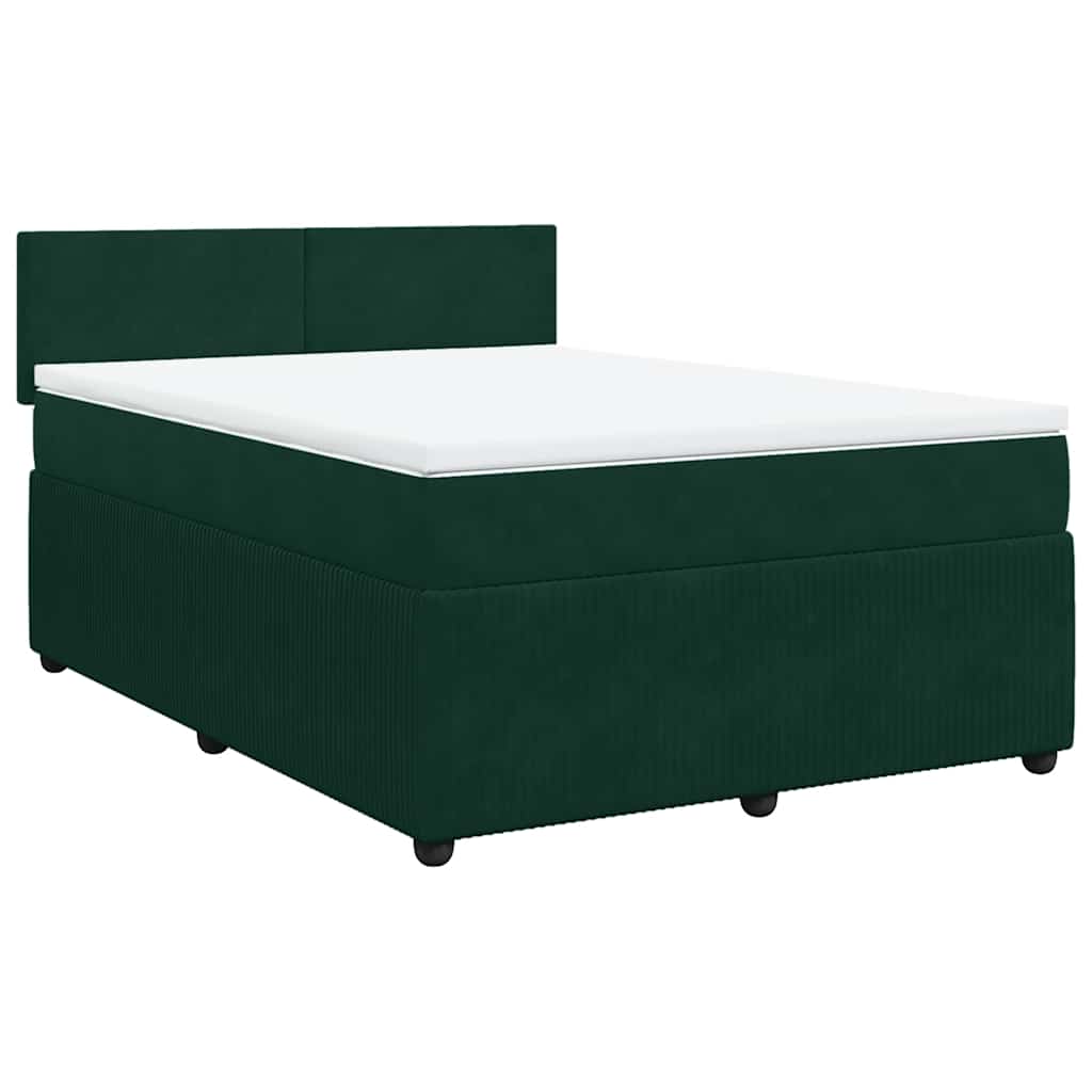 Boxspringbett mit Matratze Dunkelgrün 140x190 cm Samt