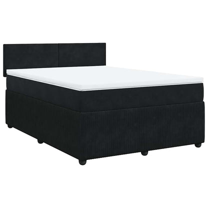 Boxspringbett mit Matratze Schwarz 140x200 cm Samt