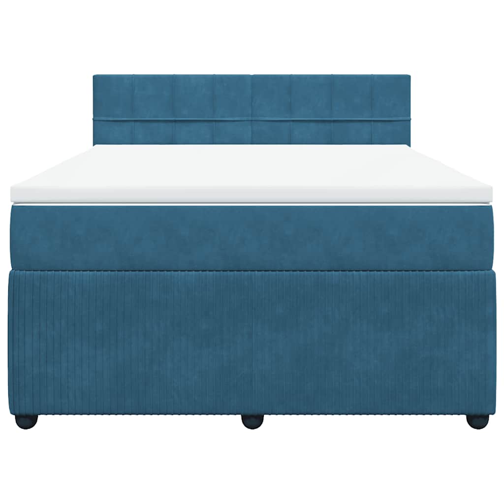 Boxspringbett mit Matratze Blau 140x200 cm Samt