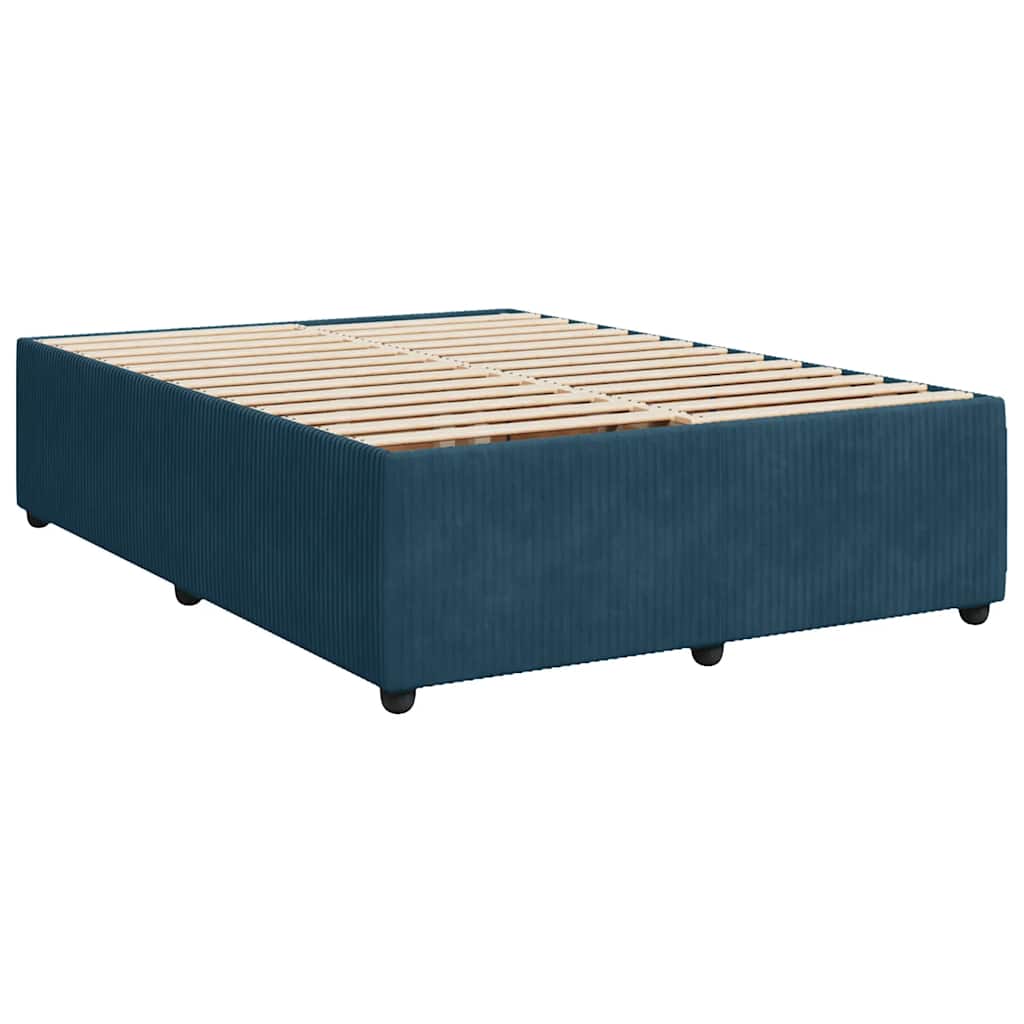 Boxspringbett mit Matratze Blau 160x200 cm Samt