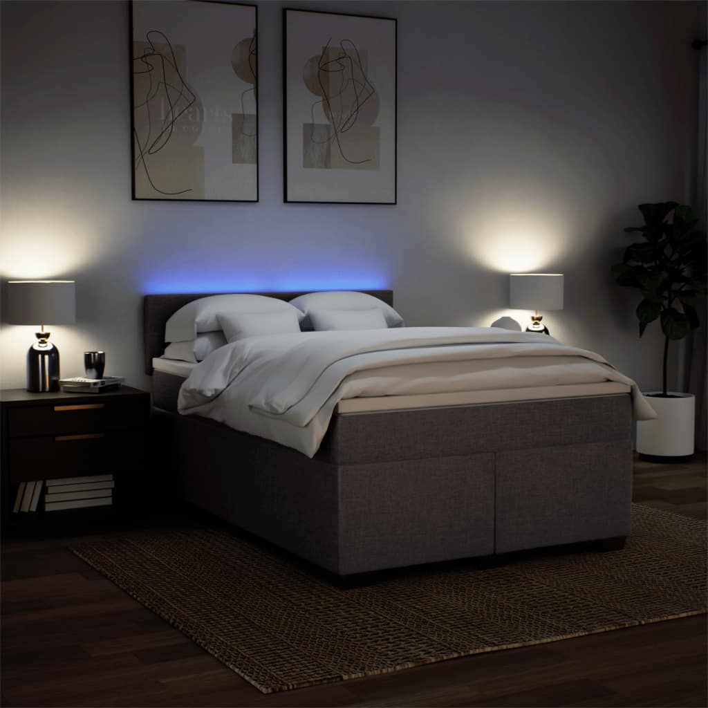 Boxspringbett mit Matratze Taupe 140x190 cm Stoff