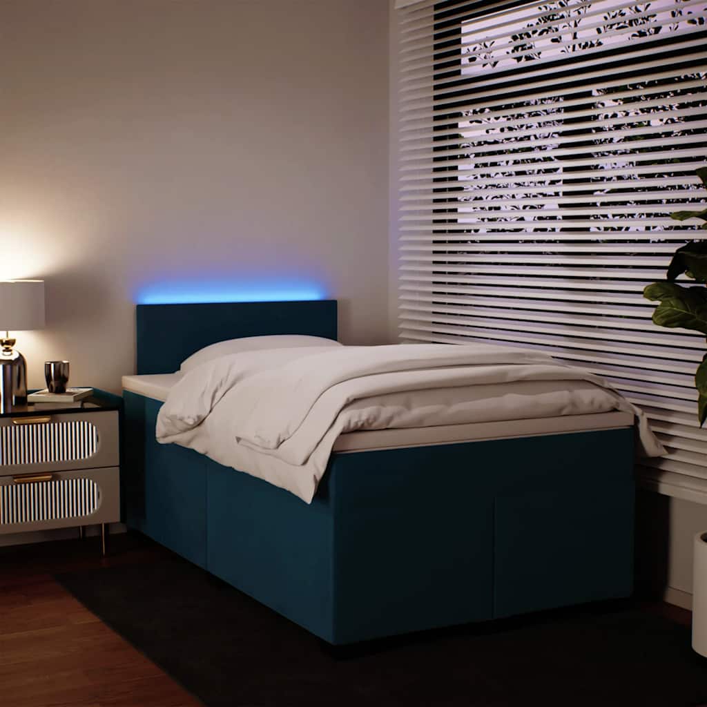 Boxspringbett mit Matratze Blau 120x200 cm Samt
