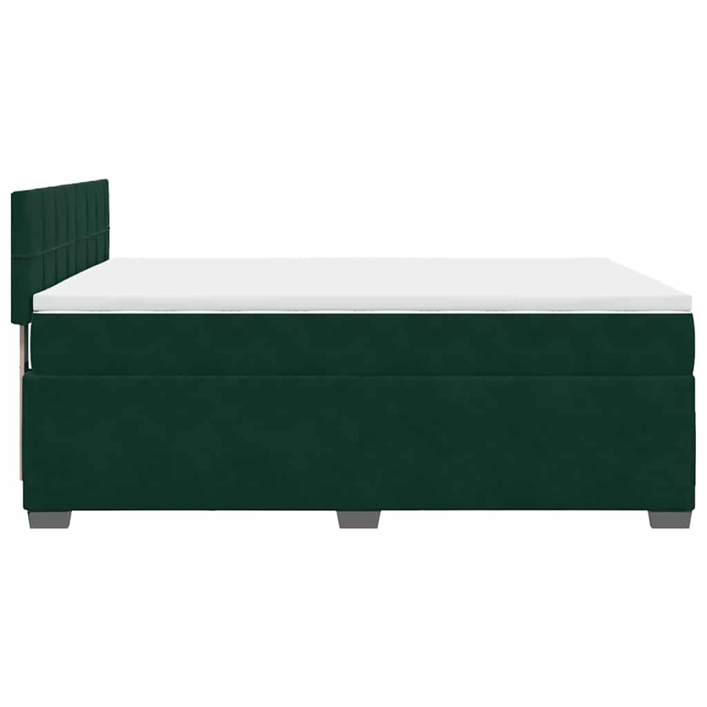 Boxspringbett mit Matratze Dunkelgrün 140x190 cm Samt