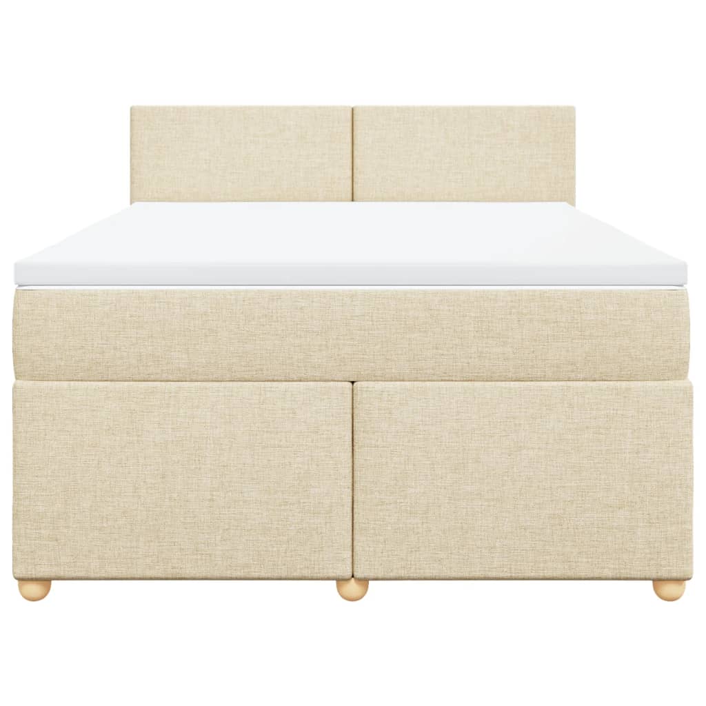 Boxspringbett mit Matratze Creme 140x190 cm Stoff