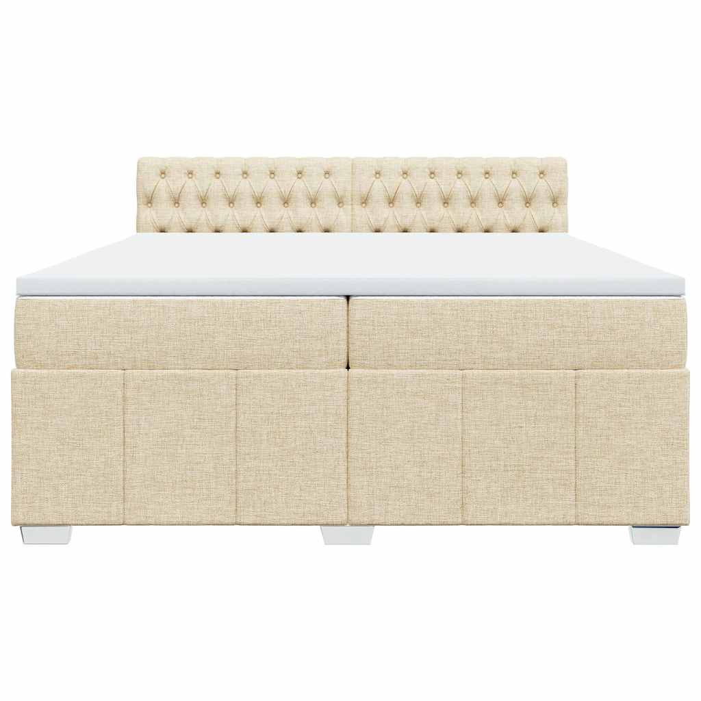 Boxspringbett mit Matratze Creme 200x200 cm Stoff