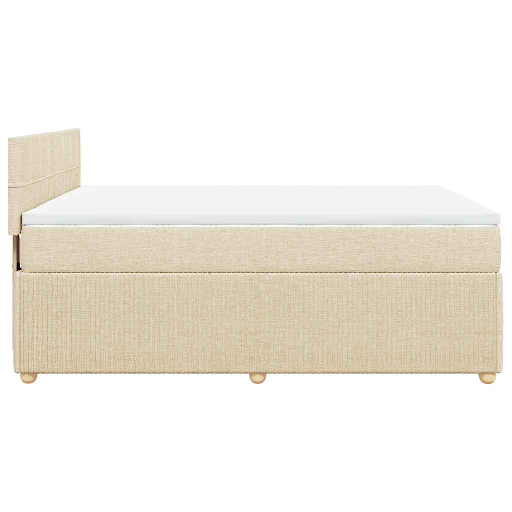 Boxspringbett mit Matratze Creme 140x190 cm Stoff