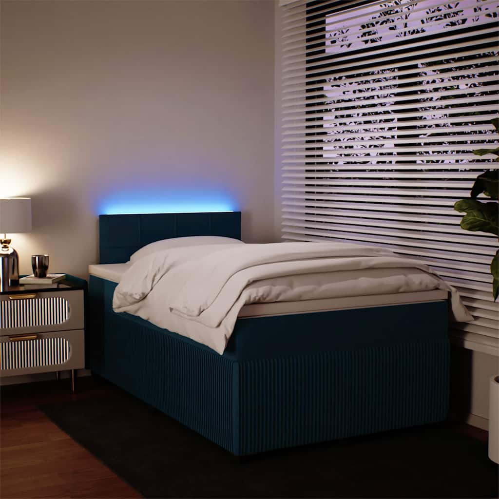 Boxspringbett mit Matratze Blau 120x190 cm Samt