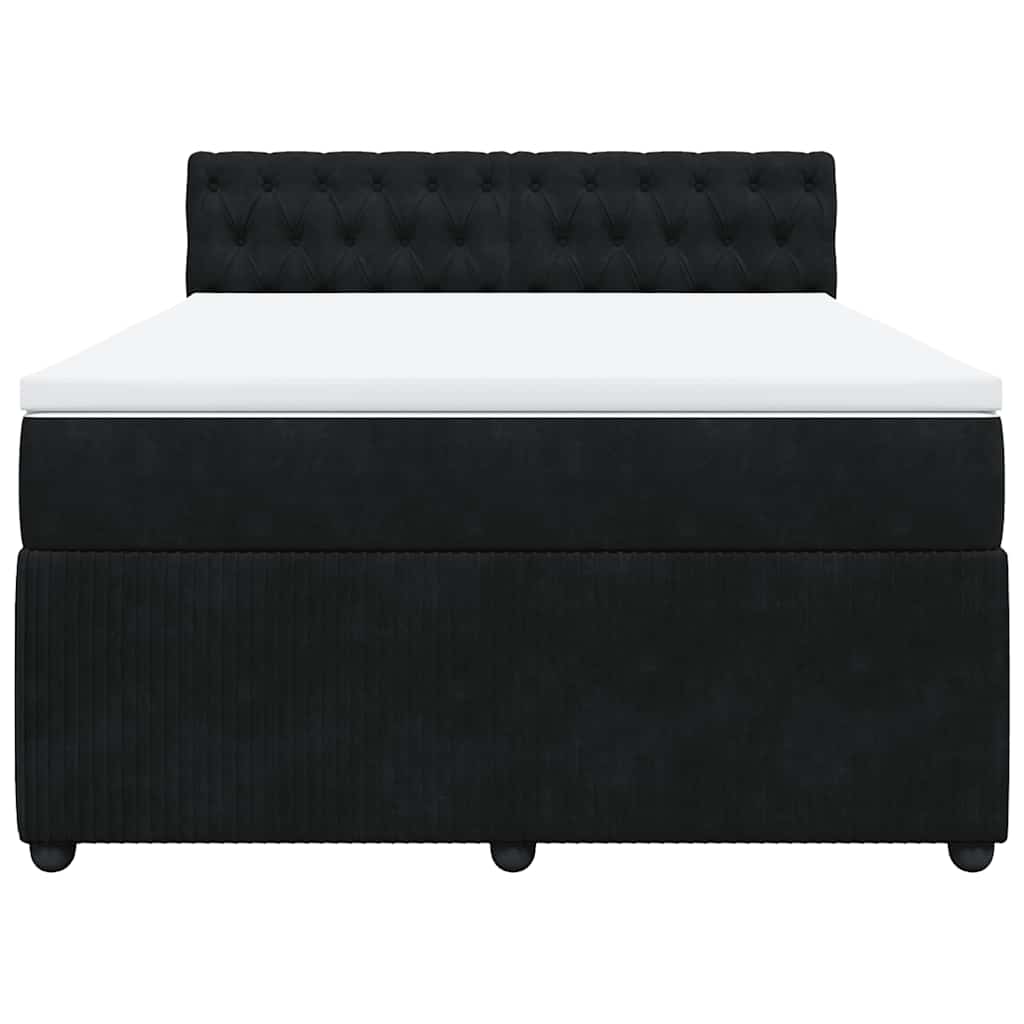 Boxspringbett mit Matratze Schwarz 140x190 cm Samt