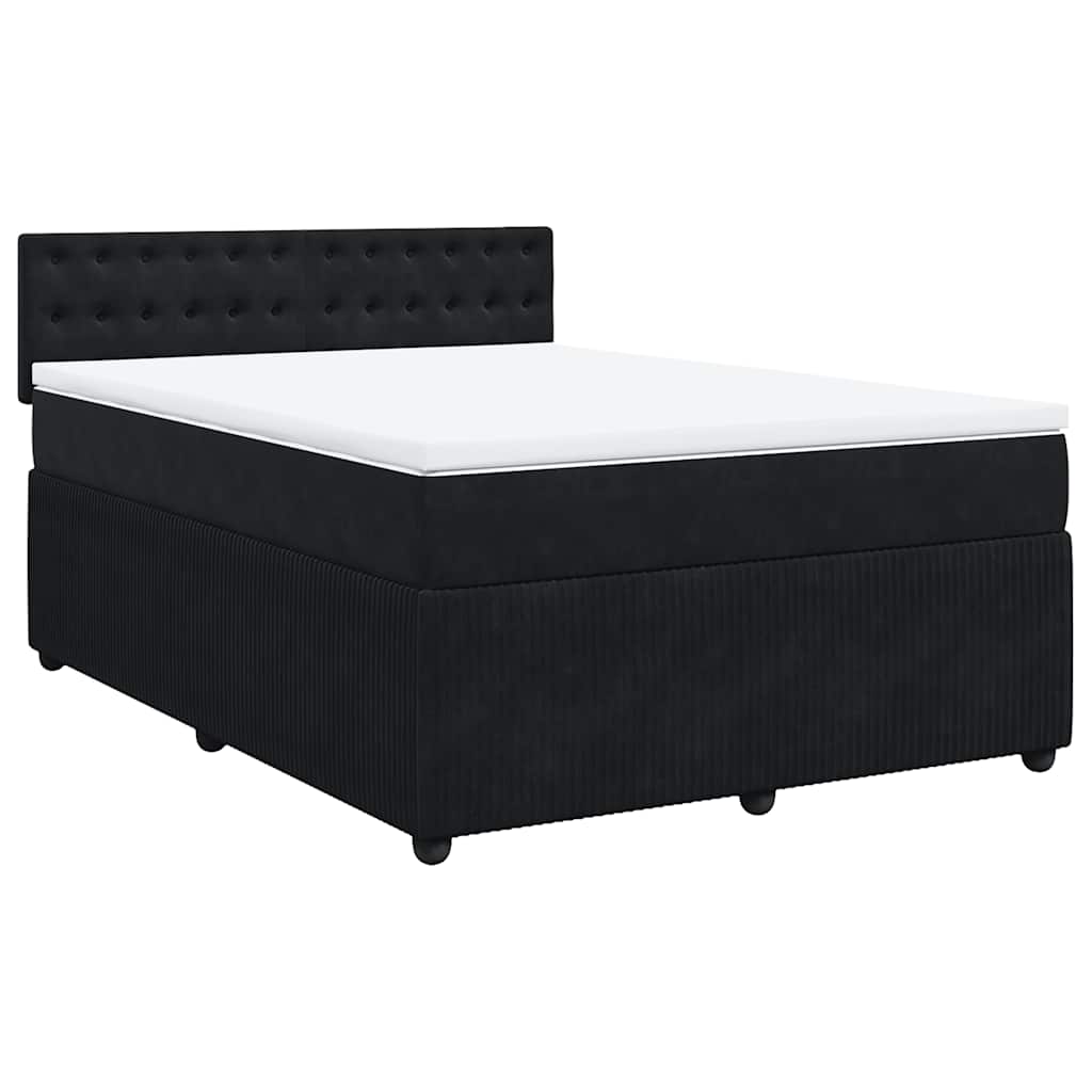 Boxspringbett mit Matratze Schwarz 140x190 cm Samt