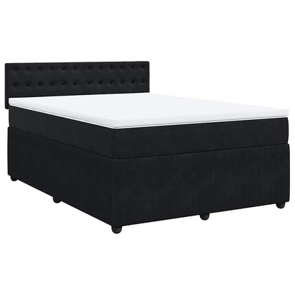 Boxspringbett mit Matratze Schwarz 140x190 cm Samt