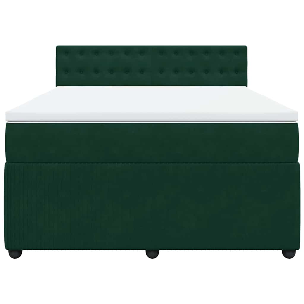 Boxspringbett mit Matratze Dunkelgrün 160x200 cm Samt