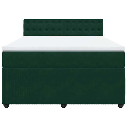 Boxspringbett mit Matratze Dunkelgrün 160x200 cm Samt