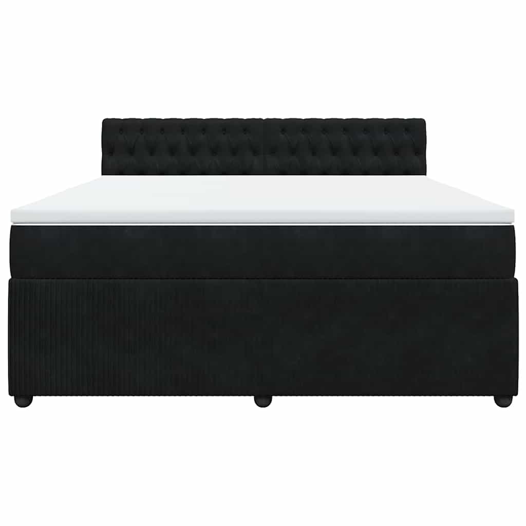 Boxspringbett mit Matratze Schwarz 180x200 cm Samt