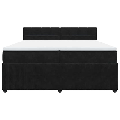 Boxspringbett mit Matratze Schwarz 200x200 cm Samt