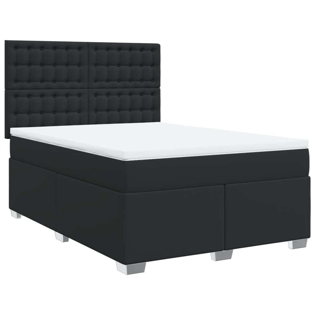 Boxspringbett mit Matratze Schwarz 140x190 cm Kunstleder