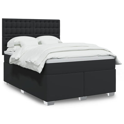 Boxspringbett mit Matratze Schwarz 140x190 cm Kunstleder