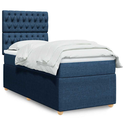 Boxspringbett mit Matratze Blau 90x200 cm Stoff
