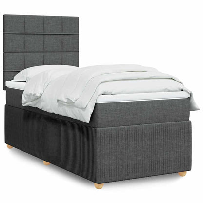 Boxspringbett mit Matratze Dunkelgrau 100x200 cm Stoff