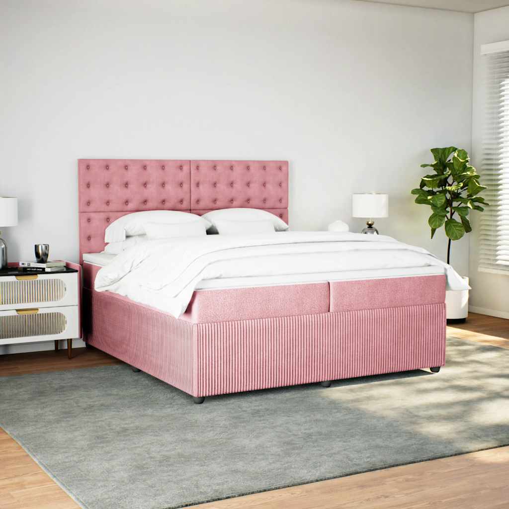 Boxspringbett mit Matratze Rosa 200x200 cm Samt