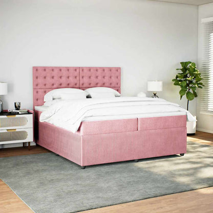 Boxspringbett mit Matratze Rosa 200x200 cm Samt