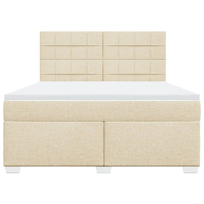 Boxspringbett mit Matratze Creme 180x200 cm Stoff