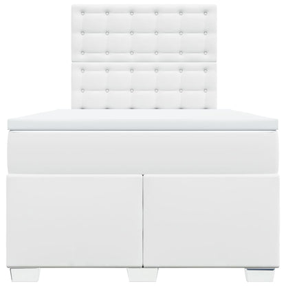 Boxspringbett mit Matratze Weiß 120x200 cm Kunstleder