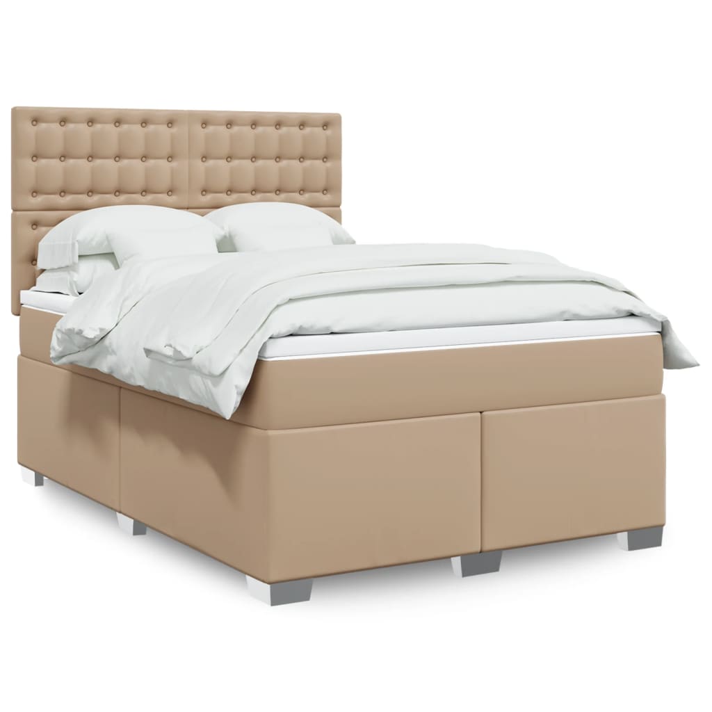 Boxspringbett Matratze Cappuccino-Braun 140x190cm Kunstleder