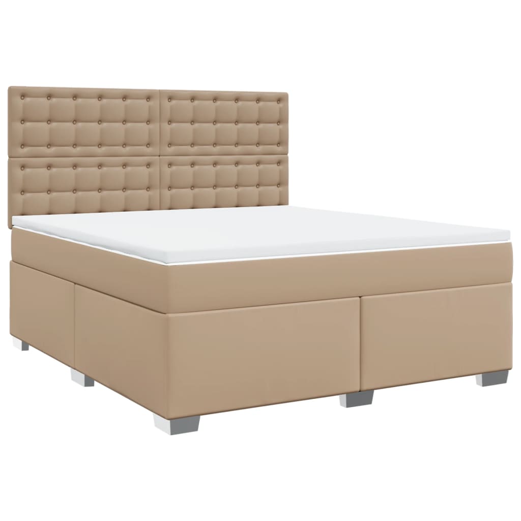 Boxspringbett Matratze Cappuccino-Braun 180x200 cm Kunstleder
