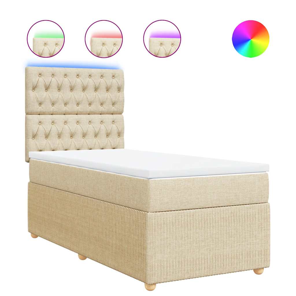 Boxspringbett mit Matratze Creme 90x190 cm Stoff