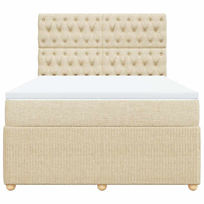 Boxspringbett mit Matratze Creme 160x200 cm Stoff