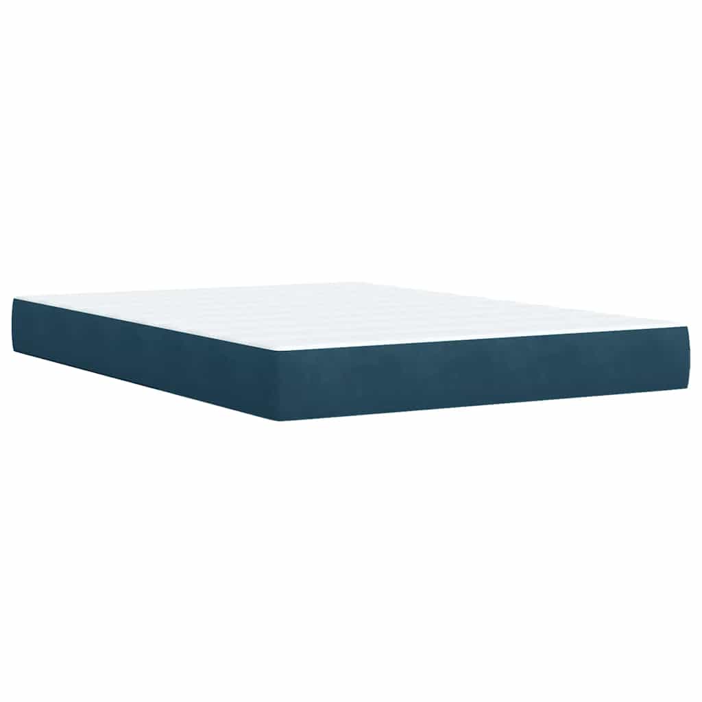 Boxspringbett mit Matratze Blau 140x200 cm Samt