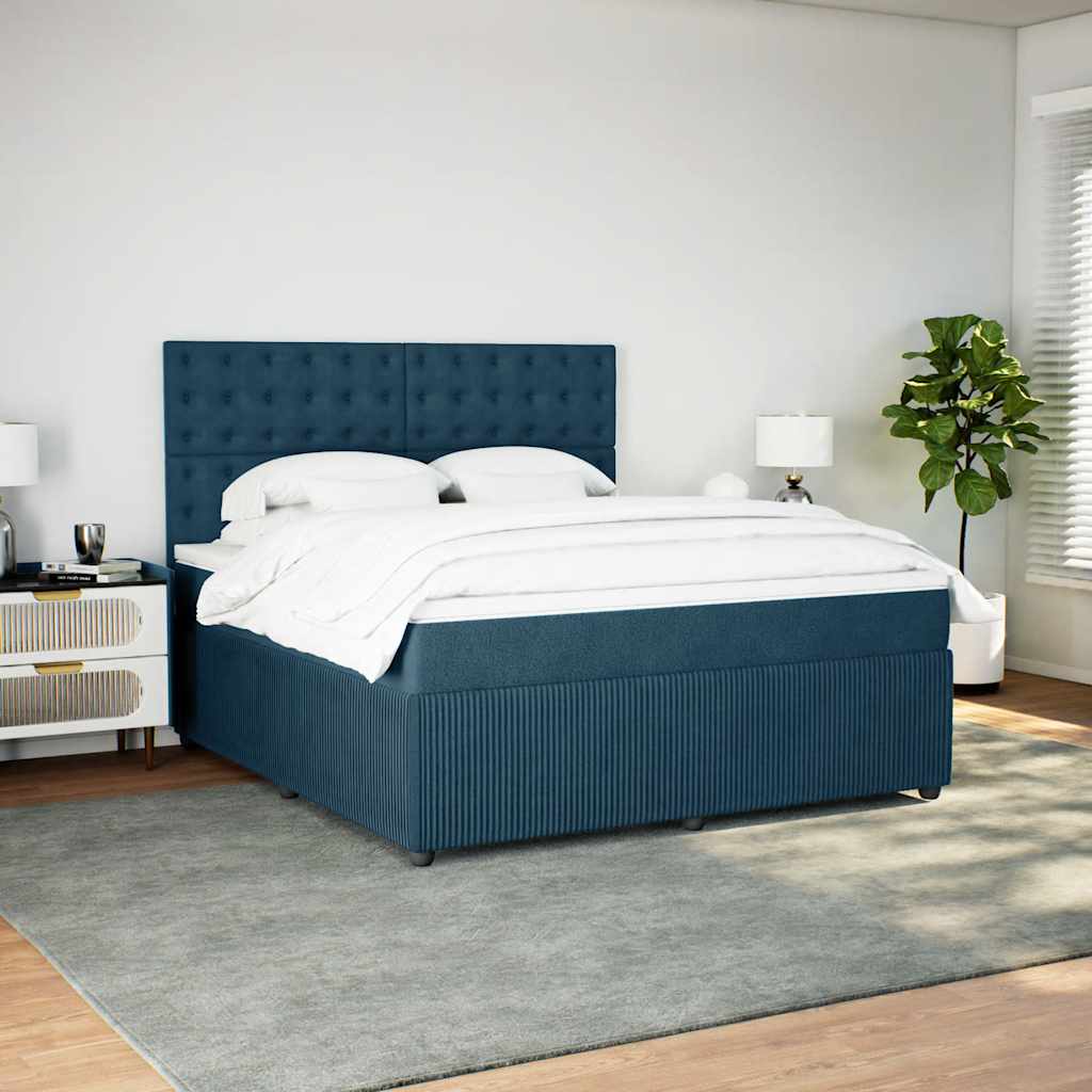 Boxspringbett mit Matratze Blau 180x200 cm Samt