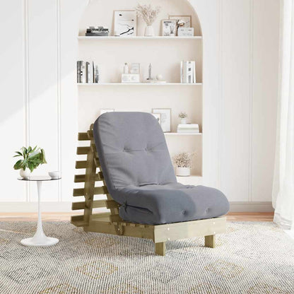 Futon Schlafsofa mit Matratze 60x206x11 Kiefernholz Imprägniert