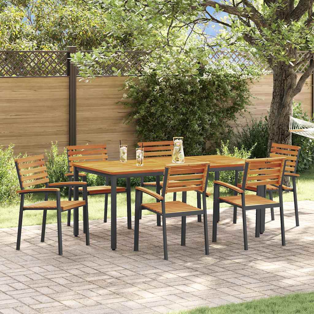 Garten Essgruppe 7 pcs Schwarz Massivholz Akazie