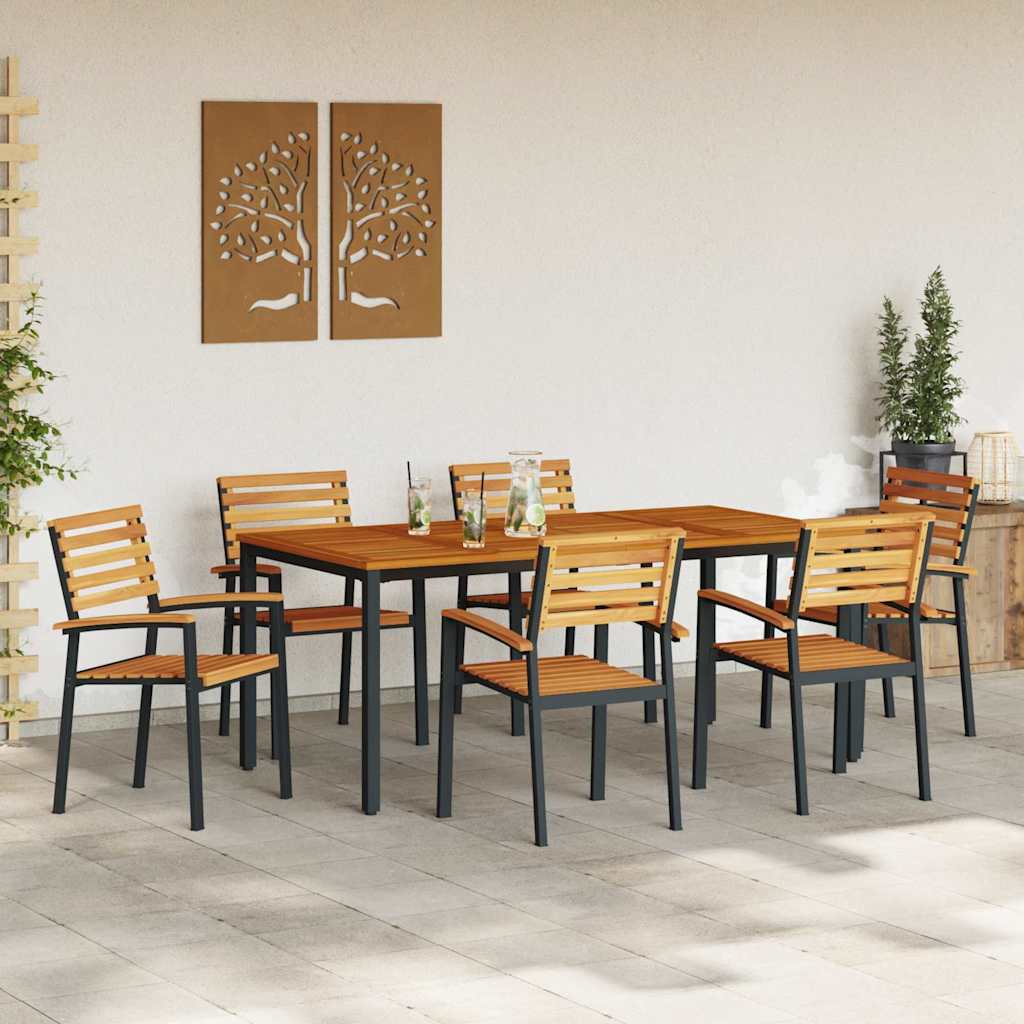 Garten Essgruppe 7 pcs Schwarz Massivholz Akazie