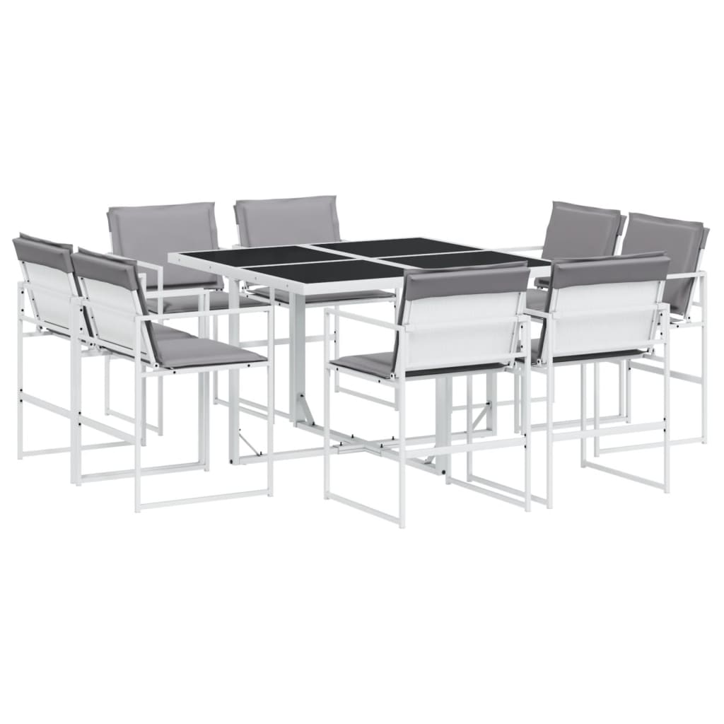 9-tlg. Garten-Essgruppe mit Kissen Weiß Textilene