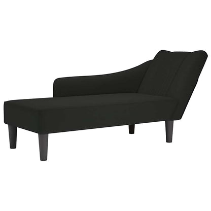 Chaiselongue mit Rechter Armlehne Schwarz Samt