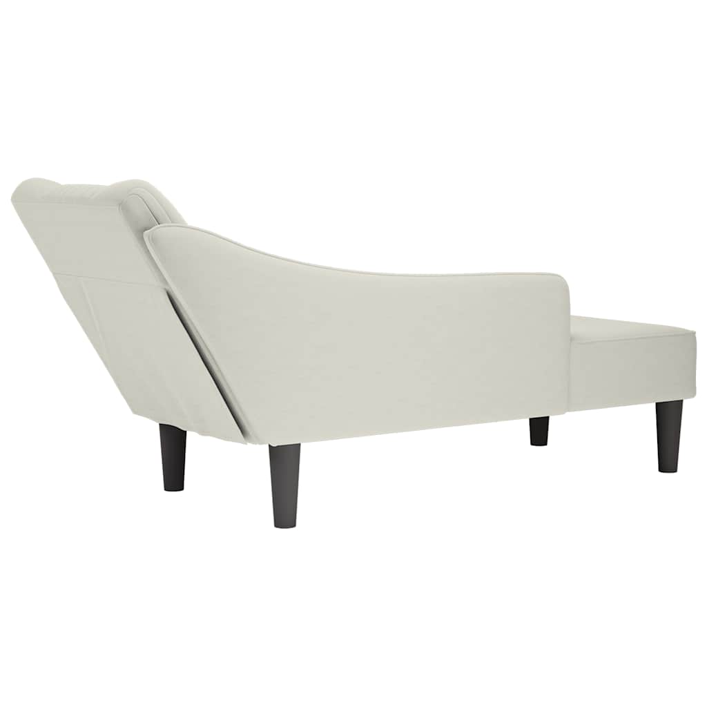 Chaiselongue mit Rechter Armlehne Creme Samt