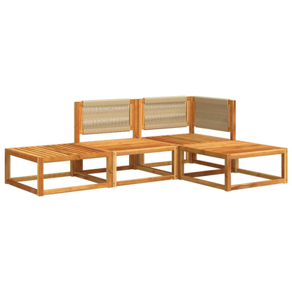 4-tlg. Gartensofa-Set mit Kissen Holz Akazie & Seil