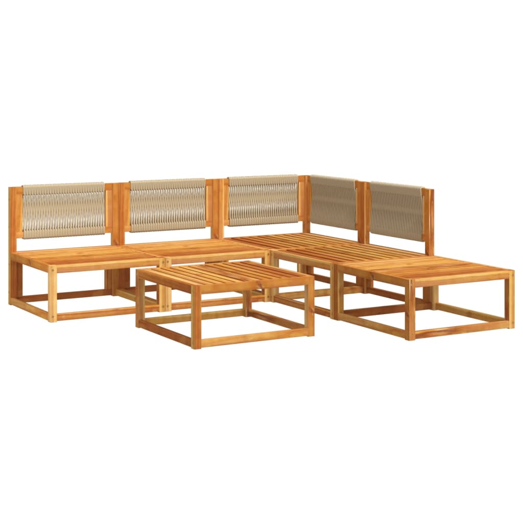 6-tlg. Gartensofa-Set mit Kissen Holz Akazie & Seil
