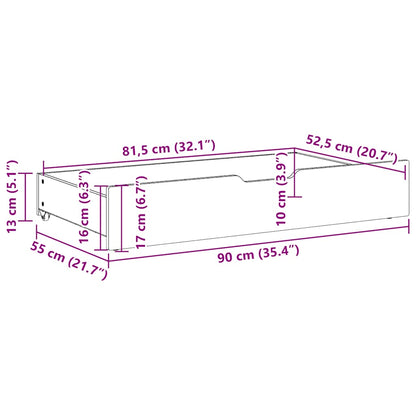Bettschubladen 2 Stk. Weiß 90x55x17 cm Massivholz Kiefer
