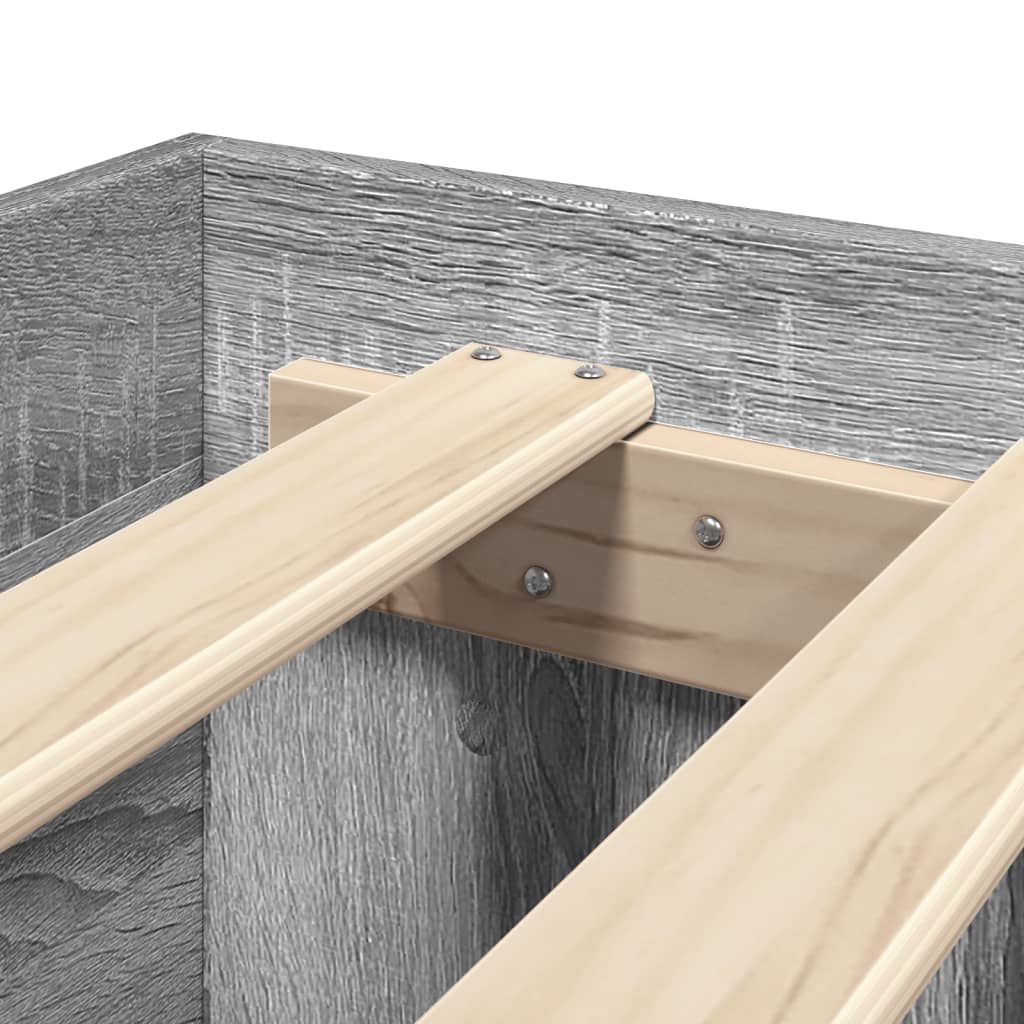 Bettgestell mit Kopfteil Grau Sonoma 90x190 cm Holzwerkstoff