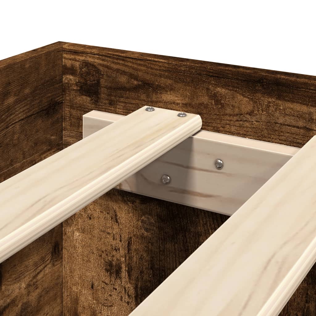 Bettgestell ohne Matratze Räuchereiche 140x190 cm Holzwerkstoff