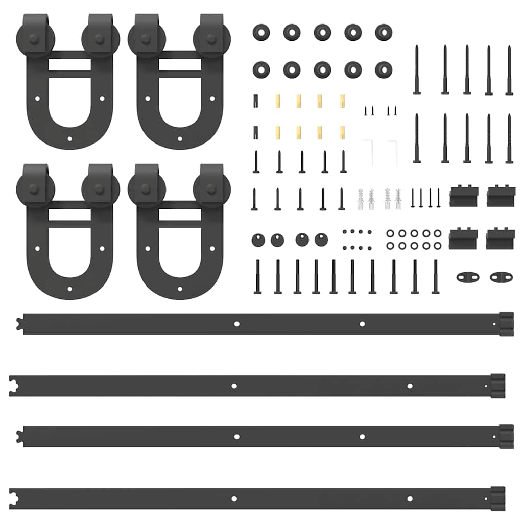 Schiebetürbeschlag-Set 183 cm Stahl Schwarz